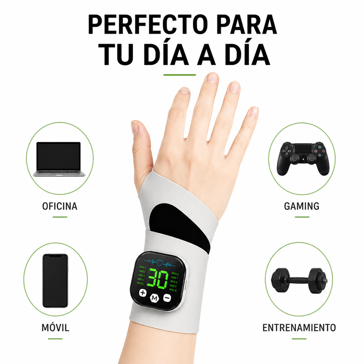 Muñequera Masajeadora EMS con 10 modos de vibración