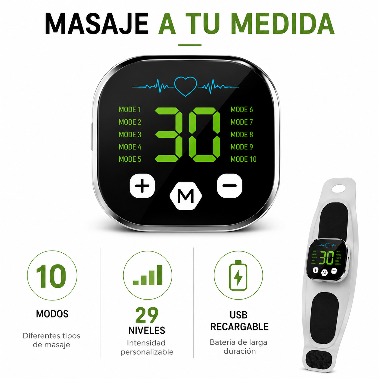 Muñequera Masajeadora EMS con 10 modos de vibración