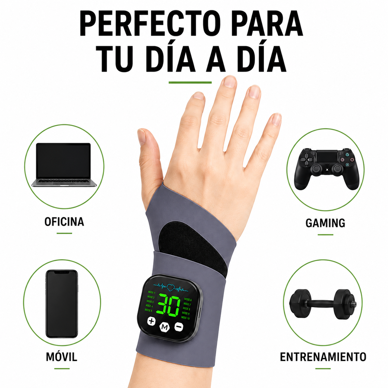Muñequera Masajeadora EMS con 10 modos de vibración