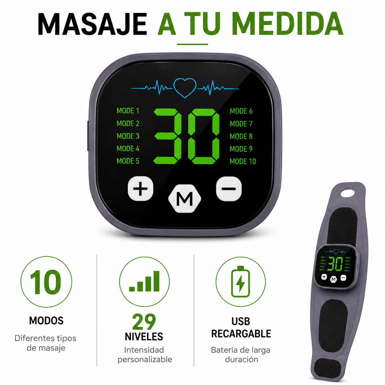 Muñequera Masajeadora EMS con 10 modos de vibración